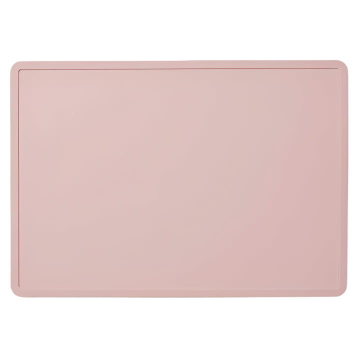 Rectangular pink mat on a light gray background