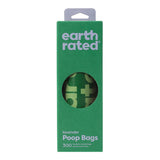 Green package of earth rated lavender poop bags on a white background