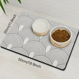 Pet Food Floor Mat White/Black