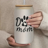 Dog Mom Insulated Glass Tumbler With Bamboo Lid