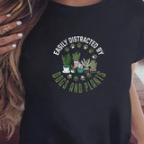 Easily Distracted By Dogs & Plants Tee Black