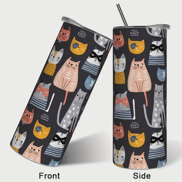 Cartoon Cats Skinny Tumbler 20oz