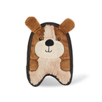 Dog toy shaped like a bear with a brown and beige color scheme on a white background