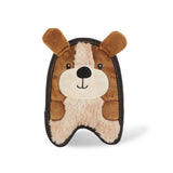Dog toy shaped like a bear with a brown and beige color scheme on a white background