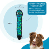 Dog toy with K9 TUFF GUARD TECHNOLOGY label and a dog's head in the corner.