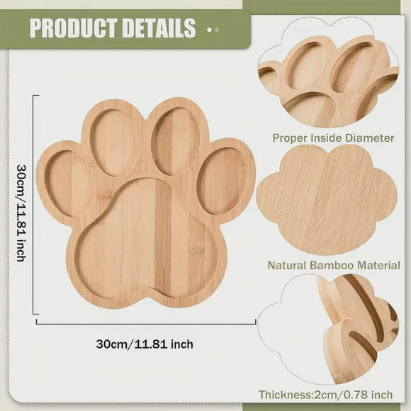 Wooden Serving Tray, 1pc Cartoon Paw Shape with Grooves