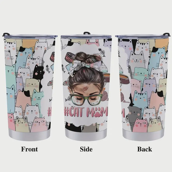 Cat Mom Cartoon Pastel Cat Thermal Tumbler