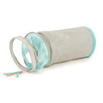 grey tunnel with a textured surface and light blue trim on a white background
