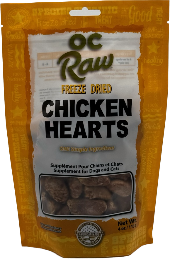 OC Raw Dog Freeze Dried Chicken Hearts 4oz