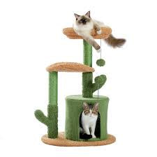 Green/Tan Cactus Cat Tower with Condo & Sisal Post