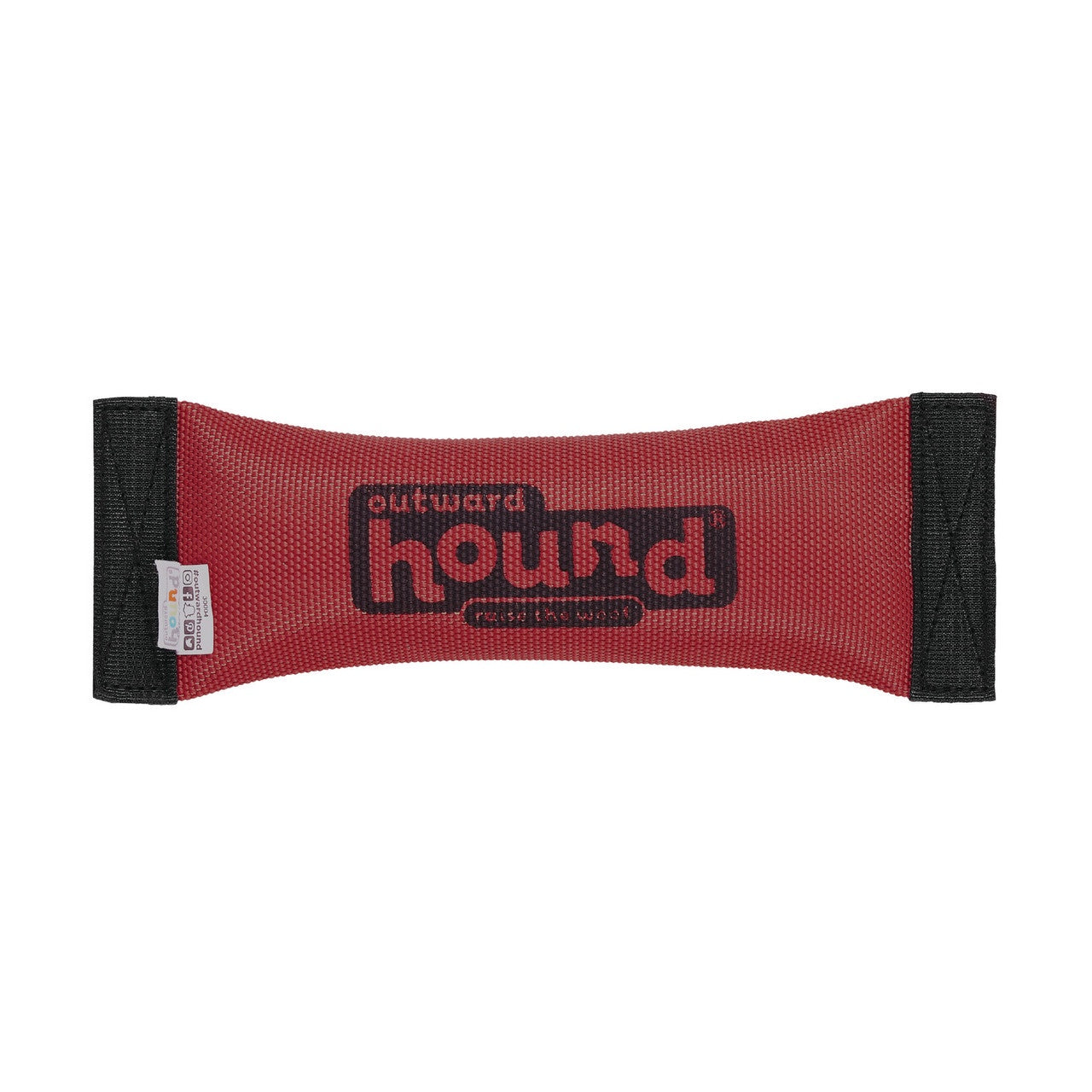 Red dog chew toy with 'outward hound' branding on a white background