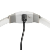 White headband with a black cord on a white background