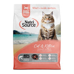 Nutri Source cat food package with a cat on a beach