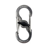Metal carabiner with S-Biner branding on a white background
