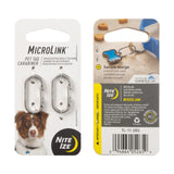 Two Nite Ize MicroLink pet tag carabiners in their packaging on a white background.