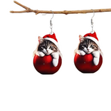 Tabby Cat Ornament Dangle Earrings