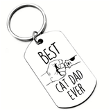 Best Cat Dad Ever Fistbump Keychain Stainless