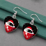 Cat Holiday Mug Heart-Shaped Dangle Earrings