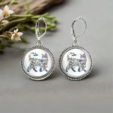 Floral Cat Dangle Earrings