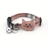 Plaid Cat Collar with Cat Charm Pink