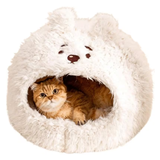 White Fuzzy Bear Pet Cave