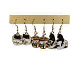 Black Cat & Coffee Mug Asst. Dangle Earrings
