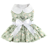 DD Green Daisy Dog Dress with Matching Leash