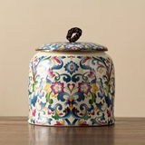 Floral Multicolor Ceramic Memorial Urn