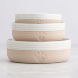 Heart Paw Pet Bowl White/Tan