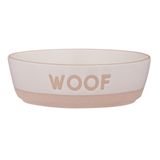 Woof Dog Bowl White/Tan