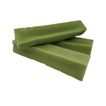 Three olive green rectangle dog chew sticks shown on a white background.