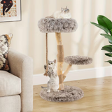 Modern Fluffy Cat Tree 2 Tier Boho Brown