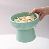 Striped Elevated Ceramic Pet Bowl Mint Green