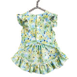 Floral Spring Dress with Bow Green