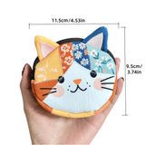 Cat Patchwork Makeup/Travel Bag  4.5in