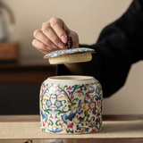 Floral Multicolor Ceramic Memorial Urn