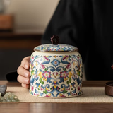 Floral Multicolor Ceramic Memorial Urn