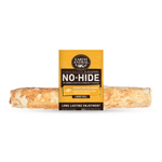 Earth Animal No Hide Large Roll peanut butter chew, shown horizontally with its yellow and black packaging label in the center against a white background.