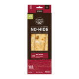 Package of Earth Animal No-Hide Beef Recipe strips for dogs on a white background