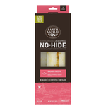 Earth Animal No-Hide Salmon Recipe 10-pack value pack for hides, featuring a dark brown and pink cardboard box with a clear window showing the pale yellowish-beige hides inside.