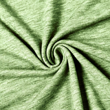 A close-up of light olive green heathered fabric arranged in a spiral drape, showing the texture and color variation.