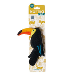 Karma Cat toy with a toucan design on a white background
