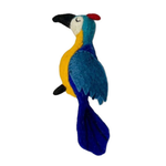 Colorful bird-shaped toy on a white background
