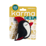Karma Cat toy packaging with a bird-shaped catnip toy on a white background
