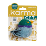Karma Cat toy packaging with a bird-shaped toy on a white background