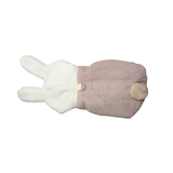A plush bunny-shaped pet coat in dusty pink and white, shown from the back on a plain white background.