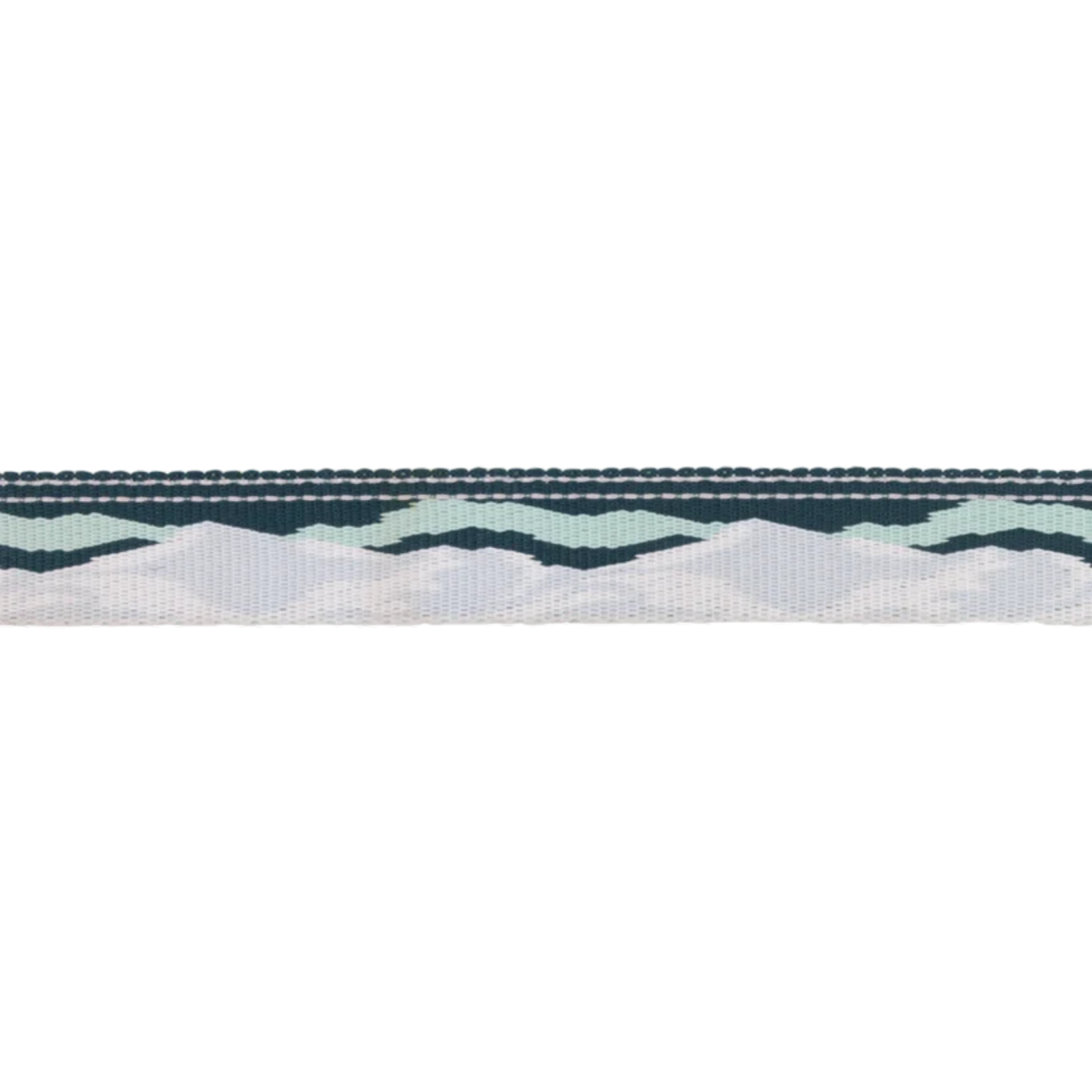 Dog collar strap with shades of teal, grey, and white displayed on a white background.