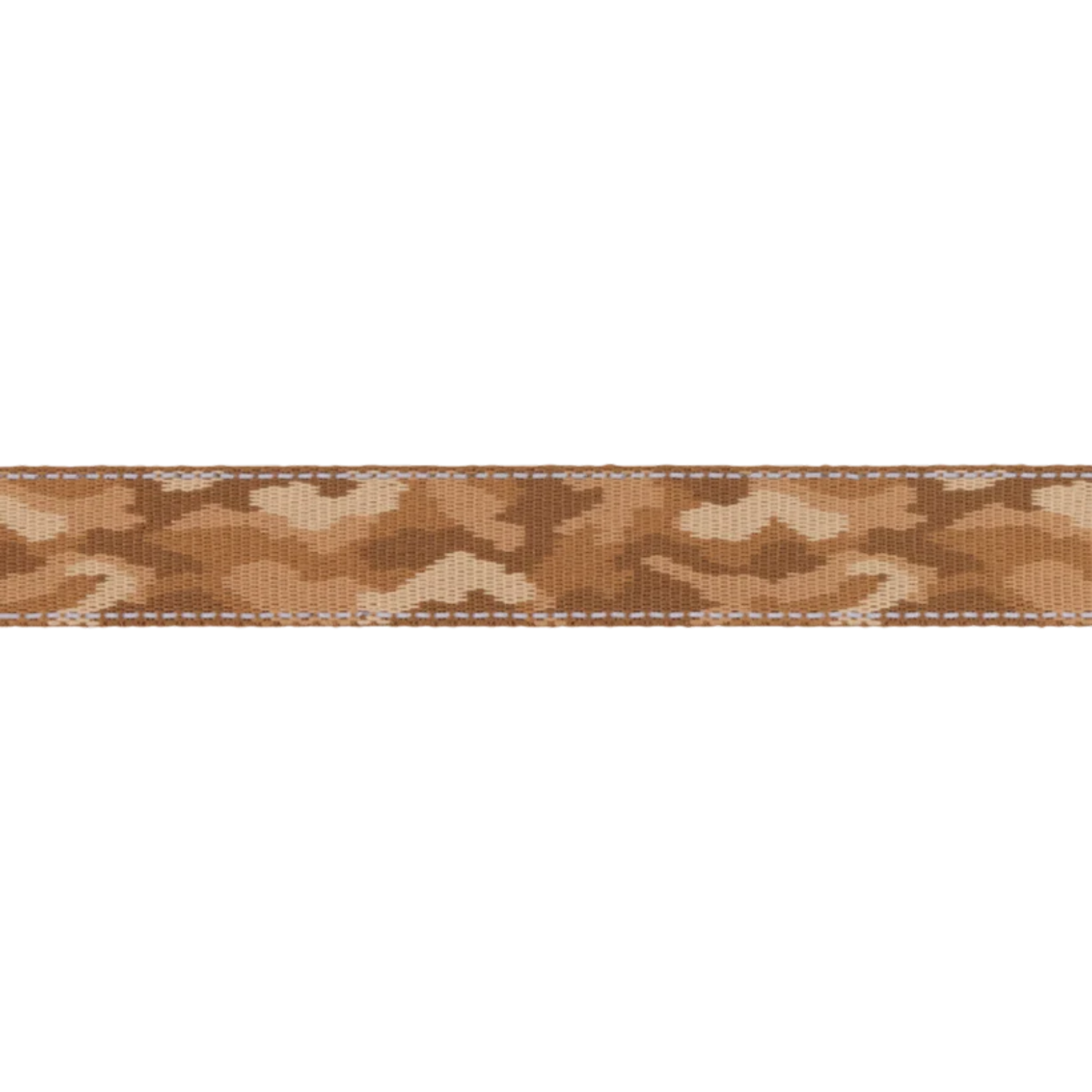 Dog collar strap with a tan and brown cammo pattern displayed on a white background.