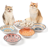 Bright Ceramic Cat Bowl Asst Patterns 5.5in