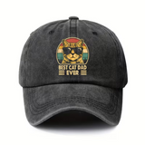 Retro Best Cat Dad Ever Distressed Hat